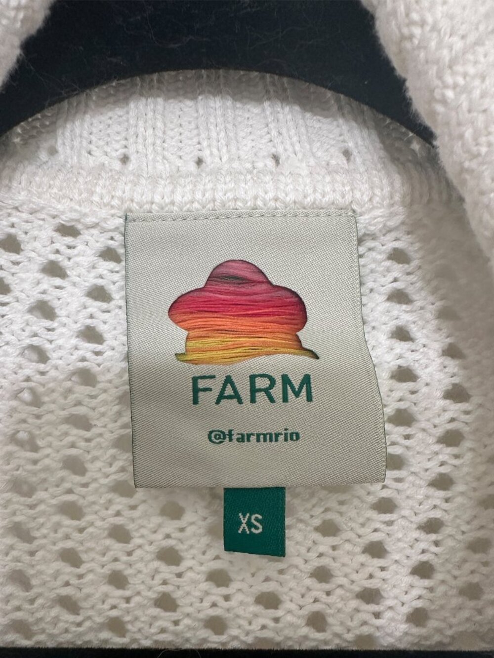 FARM Rio Open Stitch Crochet Fruit Cotton Sweater White - XS - Picture 2 of 10